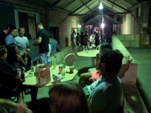 The hostel courtyard