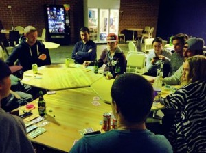 Intense poker at the hostel